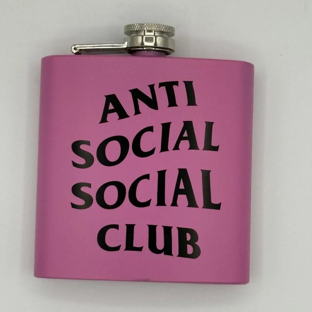 Anti‎ Social Social Club ASSC Pink Matte Logo Hip Flask Streetwear Accessory